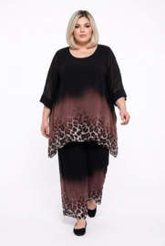 SASHA GRANDE oversized chiffon A-lijn tuniek+ broek/zwart