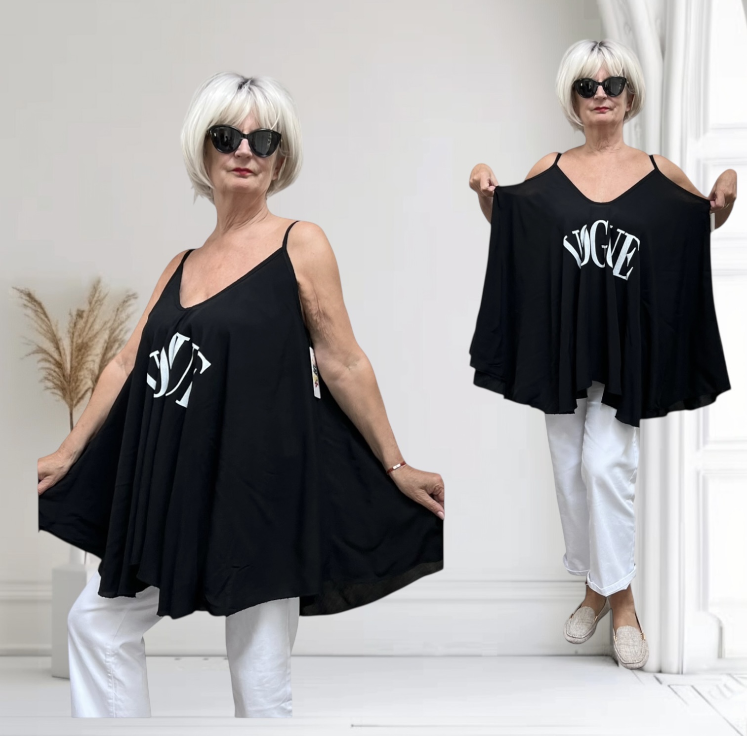 ITALIA oversized viscose A-lijn zomer top