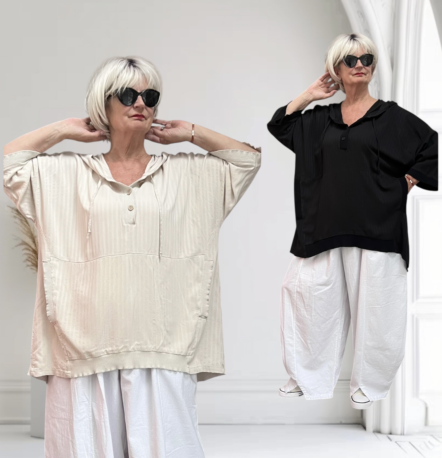 KEKOO design viscose top/tuniek met capuchon/ in meerdere kleuren