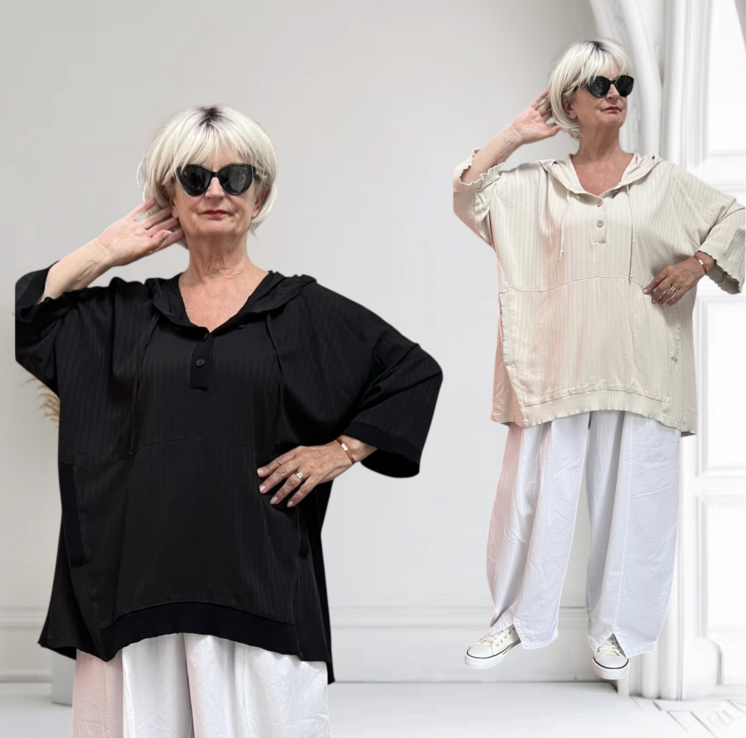 KEKOO design viscose top/tuniek met capuchon/ in meerdere kleuren