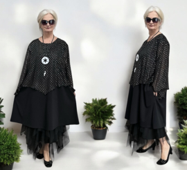 AKH oversized viscose A-lijn tuniek met tule stof stretch