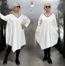 ITALIA  oversized viscose mix wijde jurk met zakken stretch apart