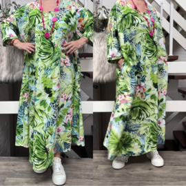 Giovani Collection katoen/linnen look A-lijn  jurk