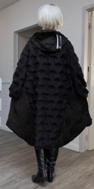 H-4 A-lijn jas/blazer/vest met inzet van chiffon stof /apart/zwart