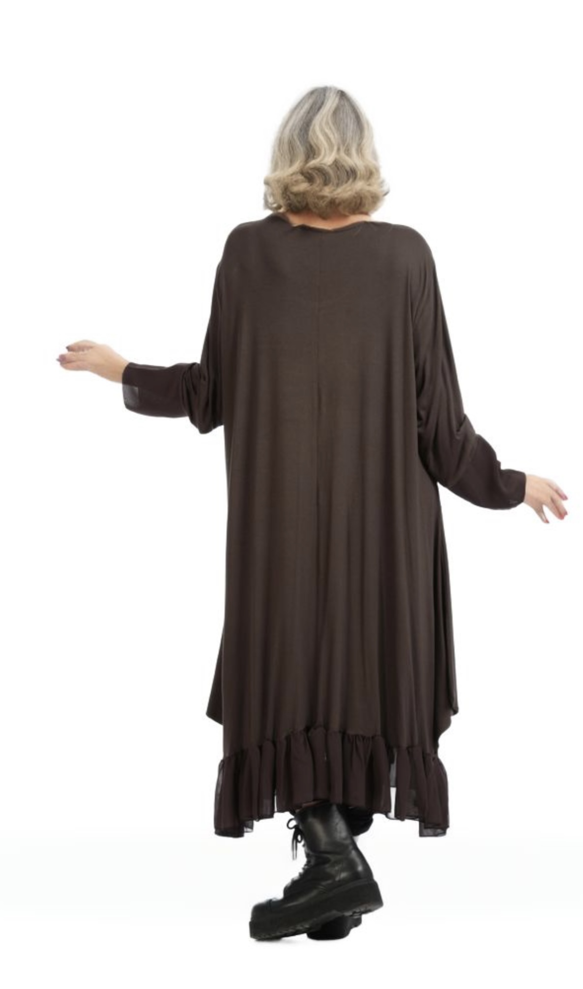 AKH viscose A-lijn jurk met chiffon stof apart stretch
