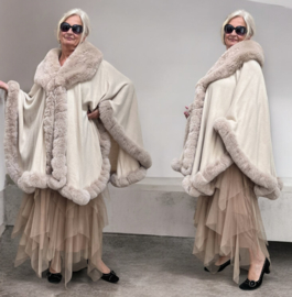 MM Sweet gebreid super zacht omslagdoek/poncho met bont