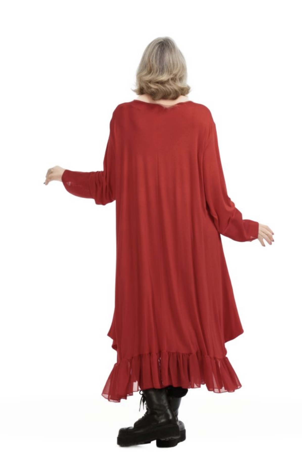 AKH viscose A-lijn jurk met chiffon stof apart stretch