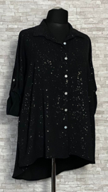 ITALIA  oversized viscose  A-lijn blouse met fijne glitter/in meerdere kleuren