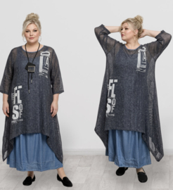 Zedd Plus katoen A-lijn overjurk jeansblauw