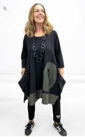 Vincenzo Allocca oversized katoen A-lijn tuniek met inzet van eco leder/aparte/stretch