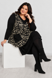 AKH A-lijn jurk + top apart zwart/wit /stretch