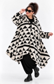 AKH oversized wollen A-lijn winterjas/mantel  gevoerd