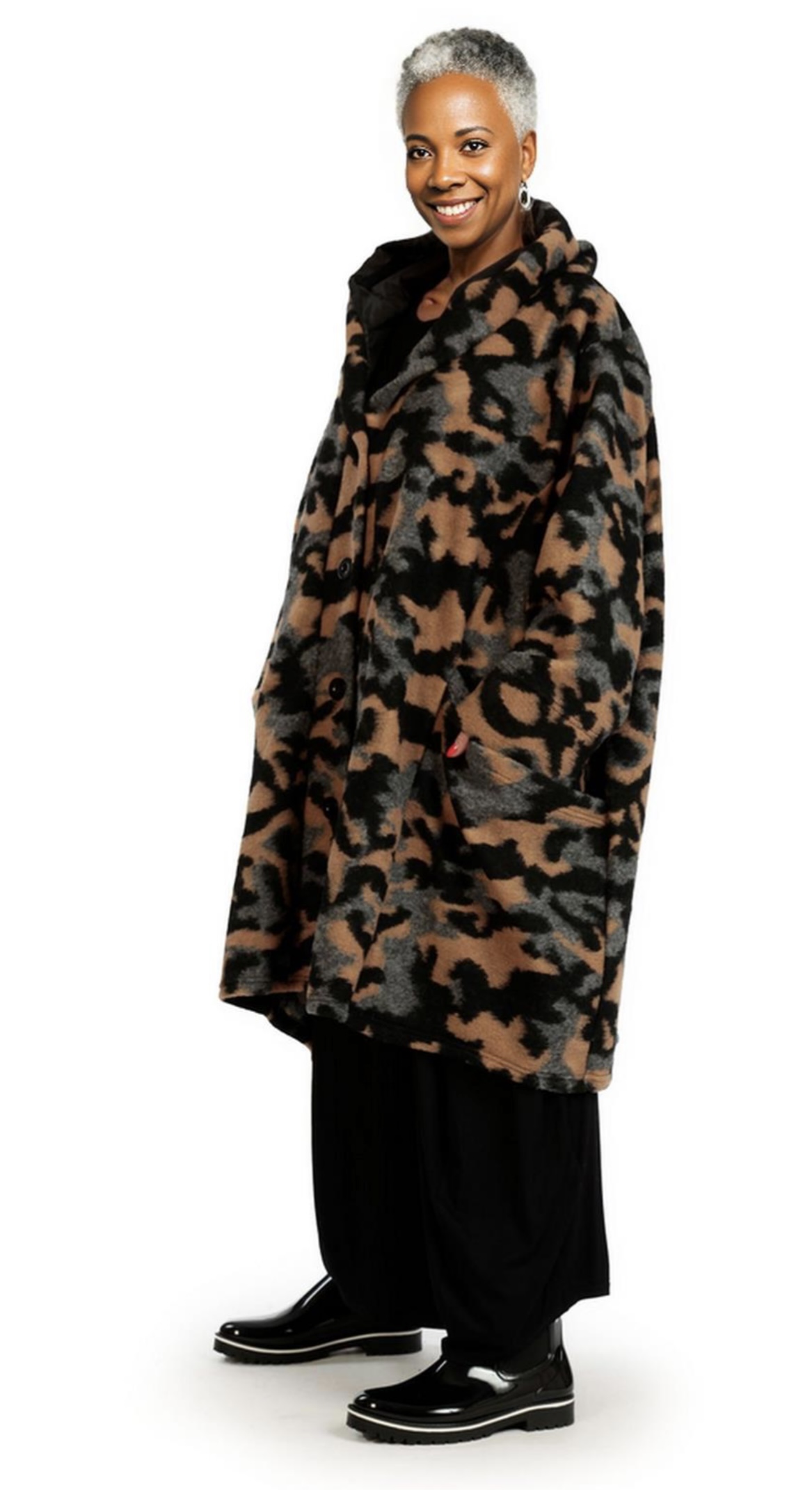AKH oversized wollen winterjas/mantel  gevoerd