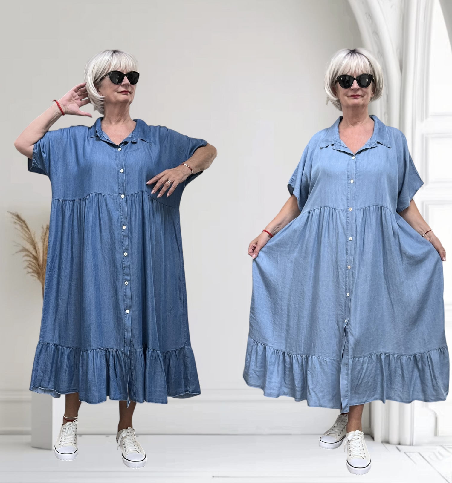 ITALIA MODA   jeans tencel jurk/hemd apart /in meerdere kleuren