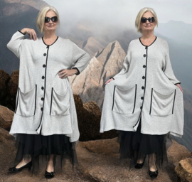 AKH gebreide oversized katoen A-lijn vest/blazer apart stretch