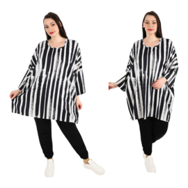 AKH oversized viscose tuniek/top zwart/wit  apart