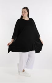 AKH oversized viscose tuniek/jurk  met inzet van tule/apart stretch  zwart