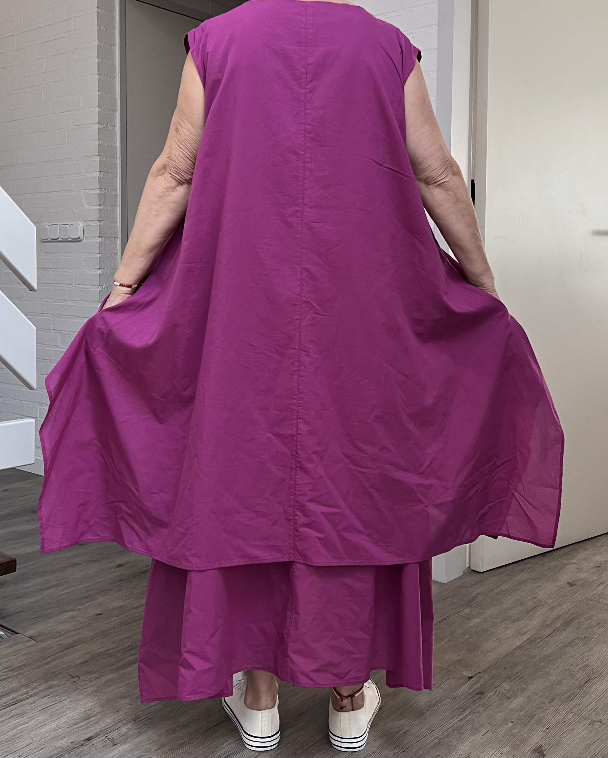 ALYANS oversized katoen dubbele A-lijn jurk