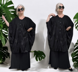 BLACK H-4 oversized chique viscose vest/tuniek apart zwart