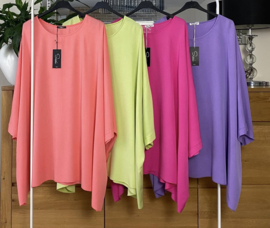 ITALIA de modieuze kleuring oversized viscose top/tuniek/niet doorschijnend /in meerdere kleuren