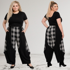 AKH viscose ballon broek zwart/grijs