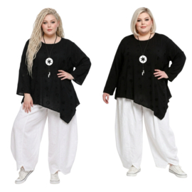 Moonshine oversized geborduurd viscose A-lijn tuniek zwart
