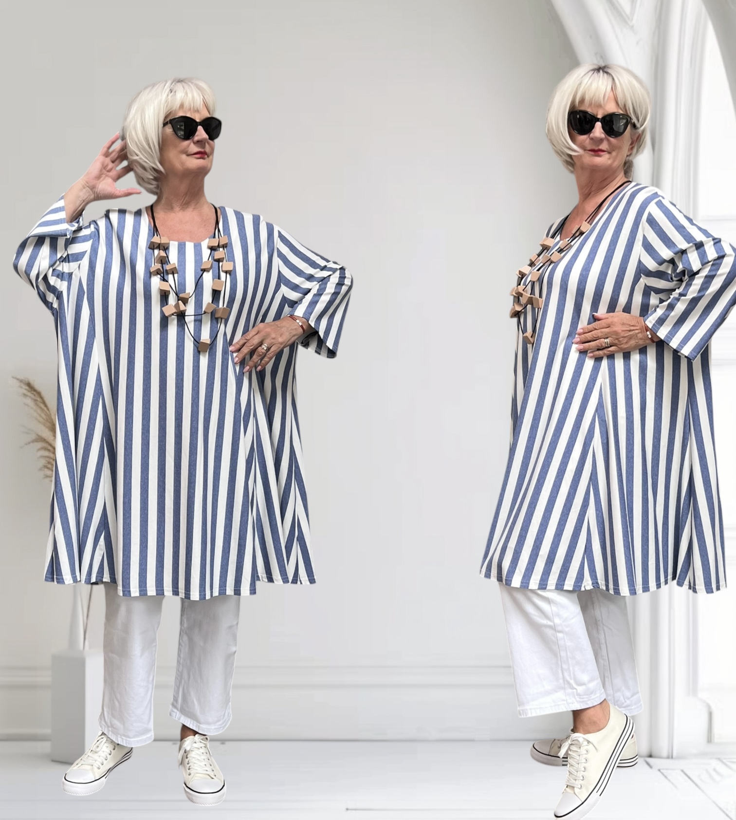New Jersey oversized viscose A-lijn jurk/tuniek extra wijd/ stretch