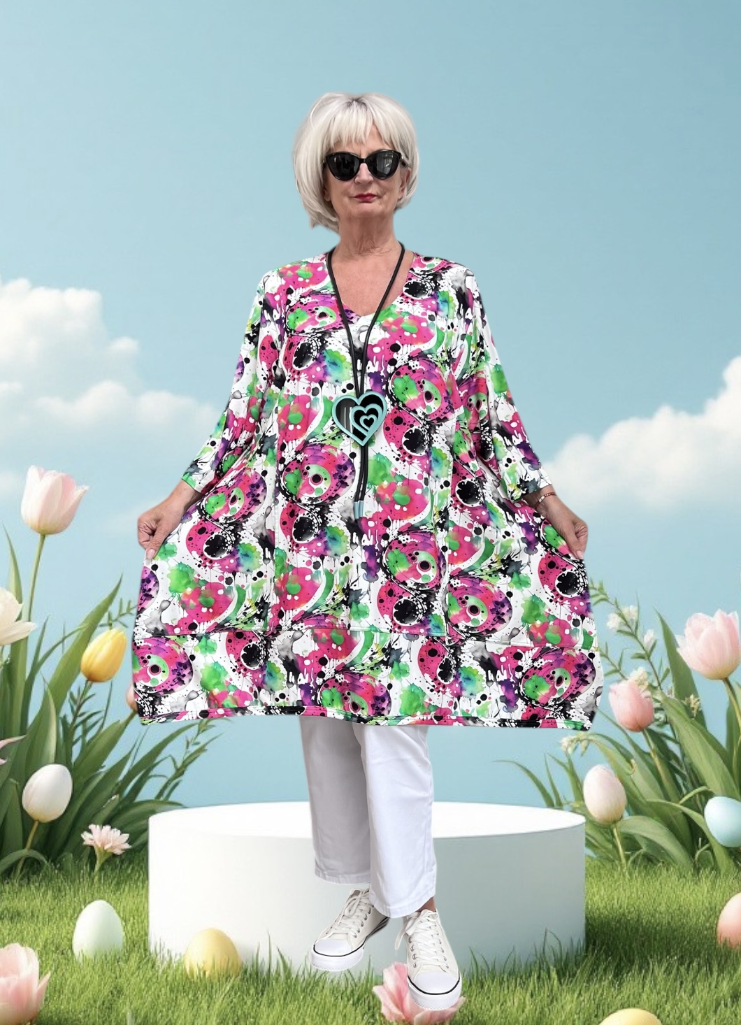 New Jersey oversized viscose A-lijn jurk/tuniek extra wijd/ stretch