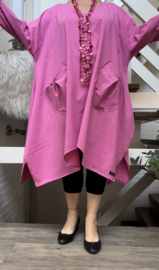 Ilona oversized A-lijn jersey viscose tuniek/jurk met zakken apart stretch  (extra groot)