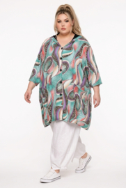 R.A.F.A.Y viscose A-lijn tuniek/blazer met capuchon en knoopsluiting/  stretch