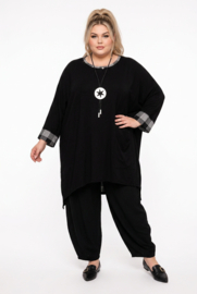 AKH viscose mix tuniek met een zak /apart/ zwart/grijs