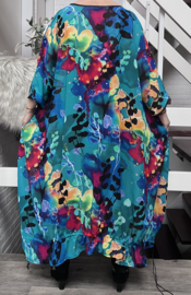 Francesca Romantica oversized A-lijn viscose chiffon overjurk met touwtjes  apart (extra groot)