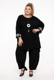 AKH viscose mix tuniek met een zak /apart/ zwart/grijs