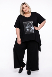 SASHA GRANDE oversized viscose A-lijn tuniek+ broek/stretch zwart