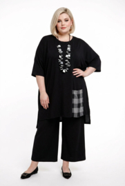 AKH viscose mix tuniek met een zak /apart/ zwart/grijs
