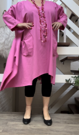 Ilona oversized A-lijn jersey viscose tuniek/jurk met zakken apart stretch  (extra groot)