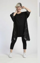 AKH oversized viscose A-lijn tuniek  apart stretch zwart