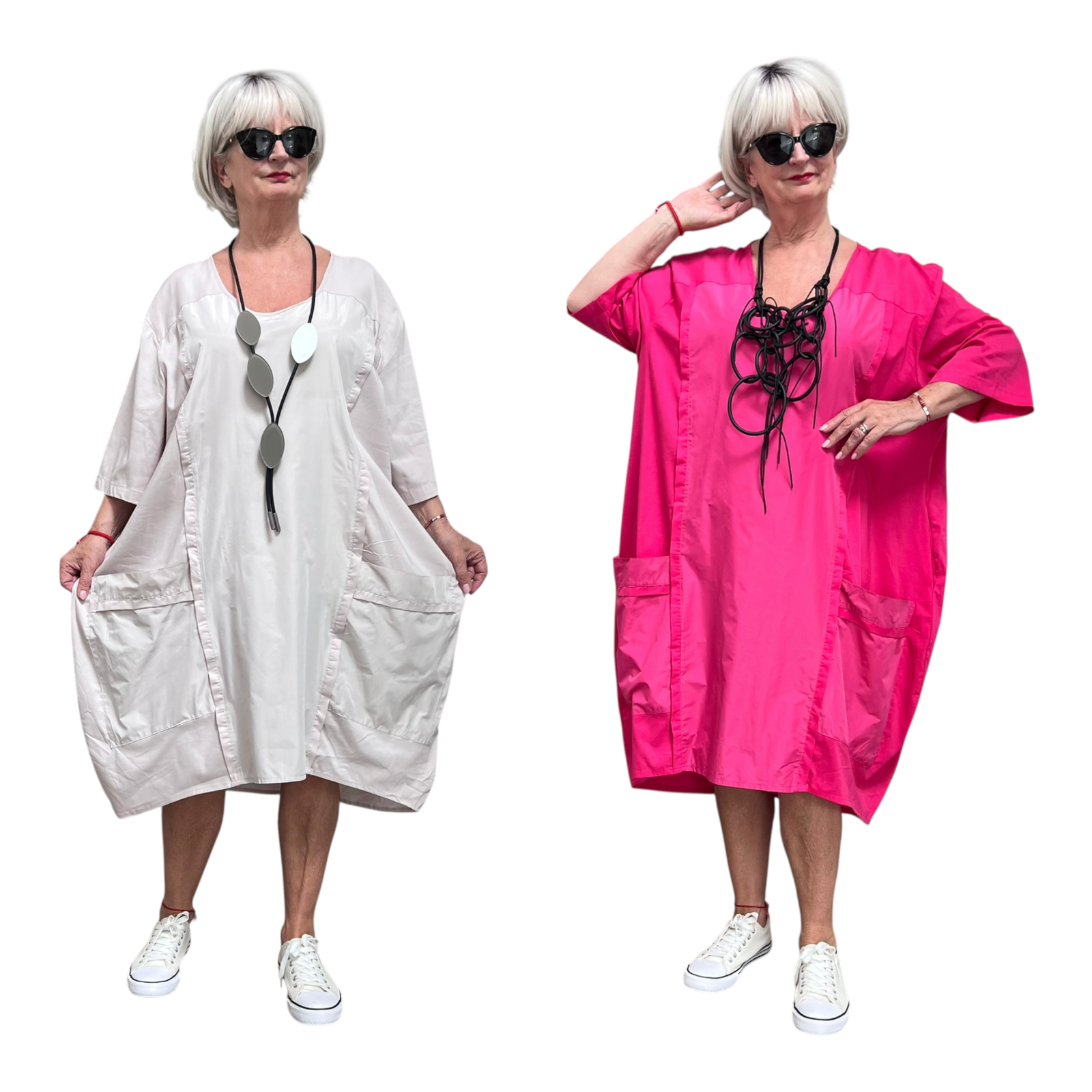 SINNE design.. A- lijn viscose jurk met taft /stretch/in meerdere kleuren