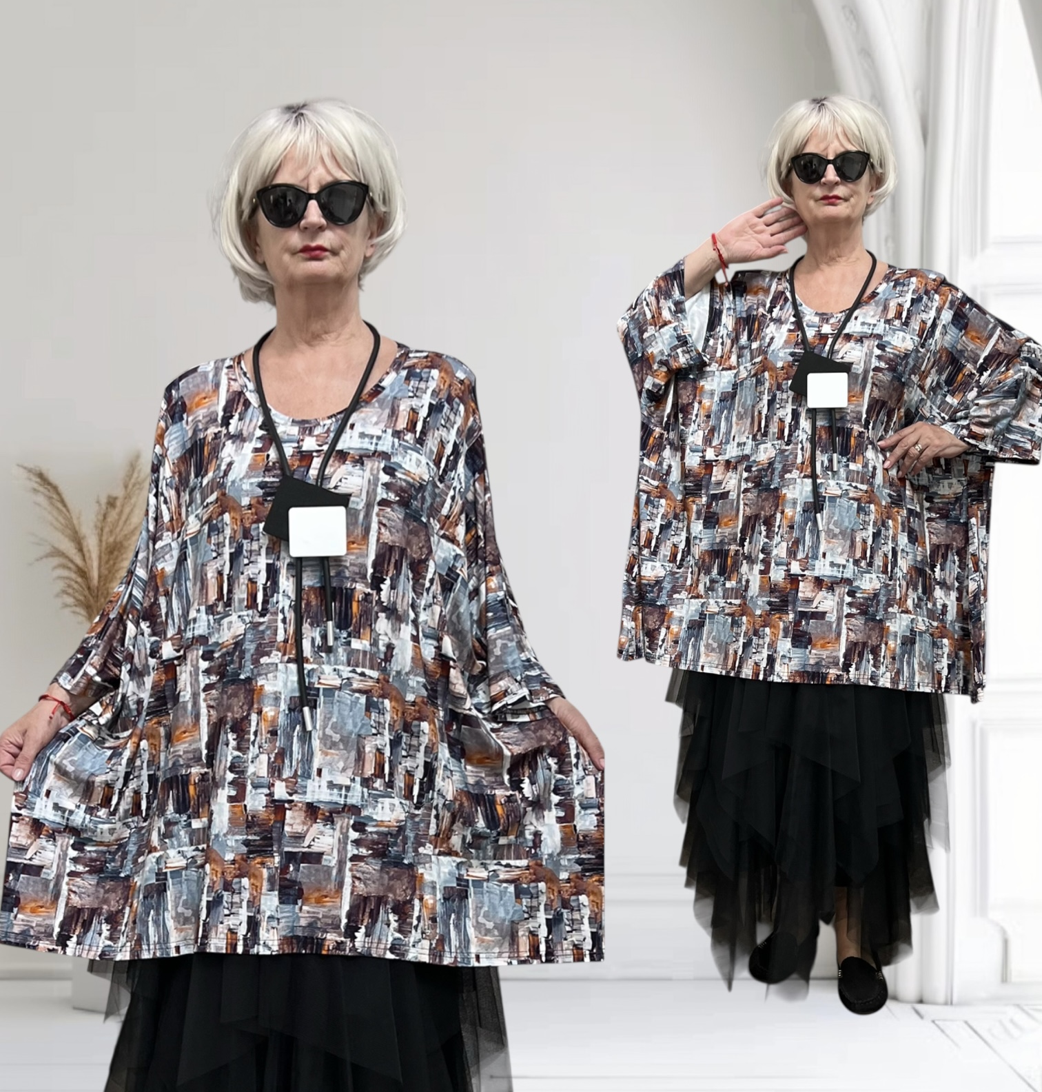 New Jersey oversized viscose A-lijn jurk/tuniek /extra wijd