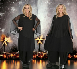 AKH oversized viscose A-lijn tuniek met tule stof stretch