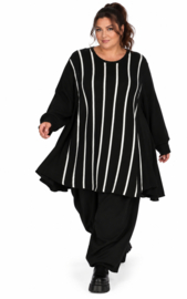 AKH oversized gebreide tuniek/poncho  apart stretch zwart/wit