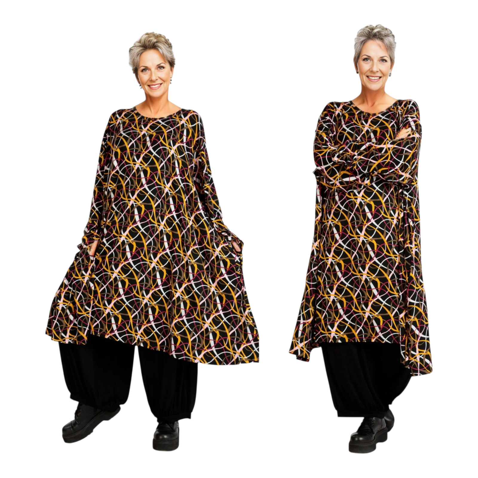 AKH oversized viscose tricot  A-lijn tuniek  apart stretch