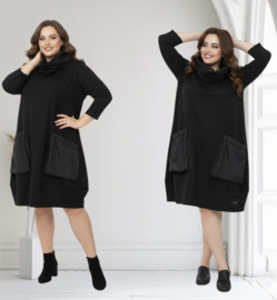 Vincenzo Allocca oversized katoen tuniek met taft apart/zwart/stretch