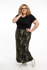 ITALIA MODA viscose tricot rok stretch/zwart /legergroen