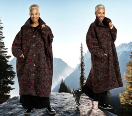 AKH oversized lange wollen winterjas/mantel  gevoerd