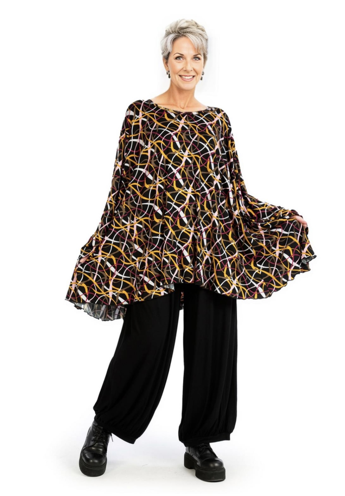 AKH oversized viscose tricot A-lijn tuniek  apart stretch
