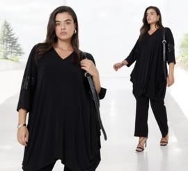 Jean Marc Philippe viscose A-lijn tuniek met pailletten zwart stretch