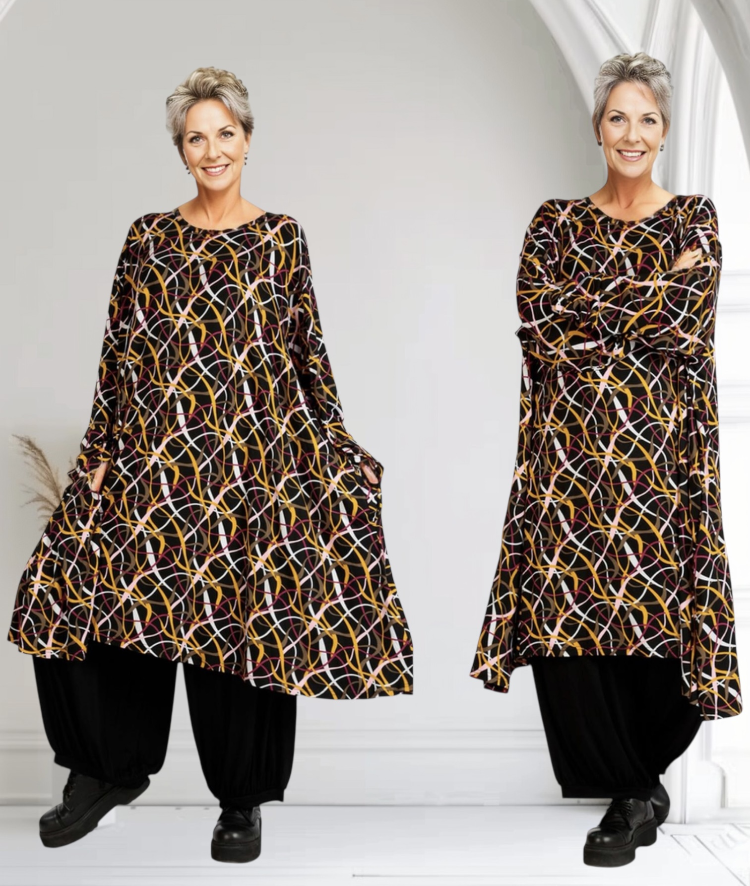 AKH oversized viscose tricot  A-lijn tuniek  apart stretch