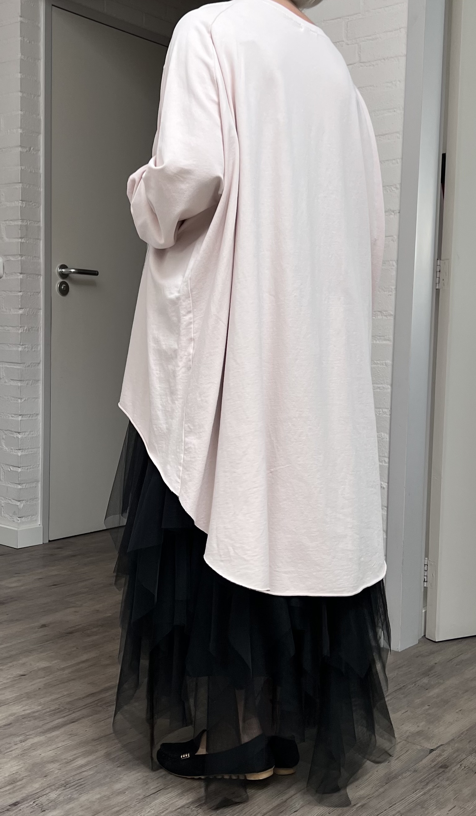 ITALIA MODA  oversized katoen top apart stretch lichtroze