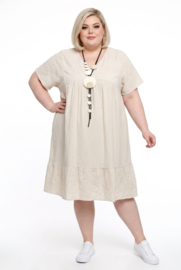 ITALIA MODA geborduurd linnen/viscose A-lijn jurk